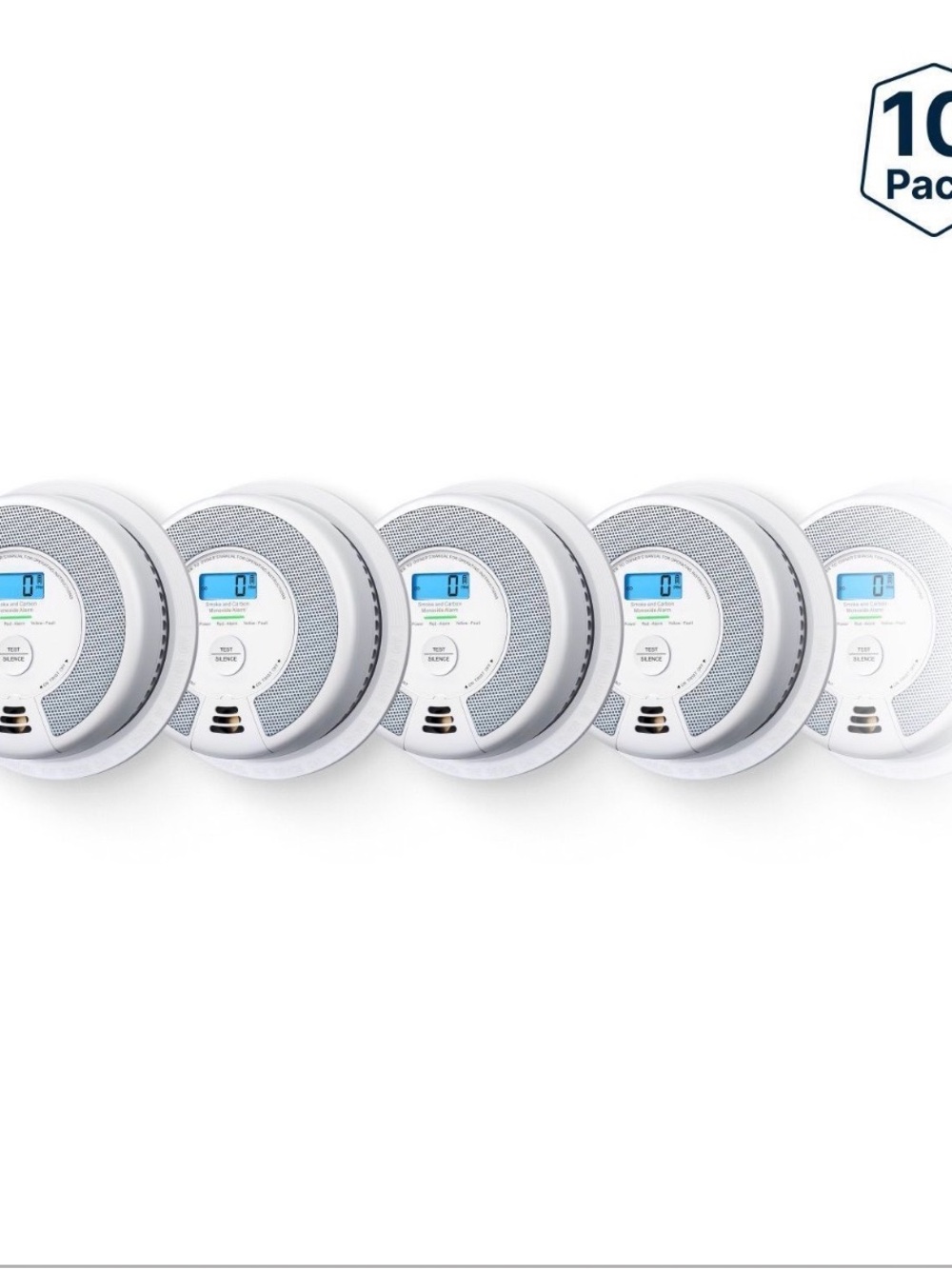 10-Pack X-Sense Smoke Detector Carbon Monoxide Detector Combo With LED Display